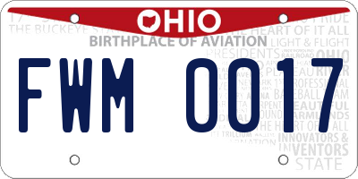 OH license plate FWM0017