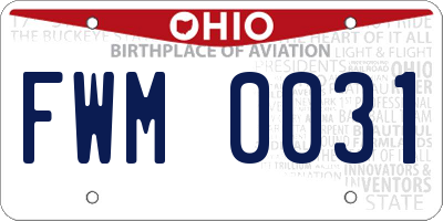 OH license plate FWM0031