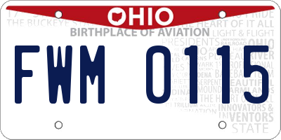 OH license plate FWM0115