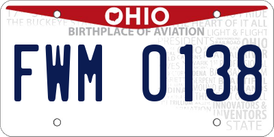 OH license plate FWM0138
