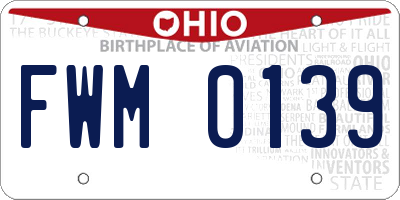 OH license plate FWM0139