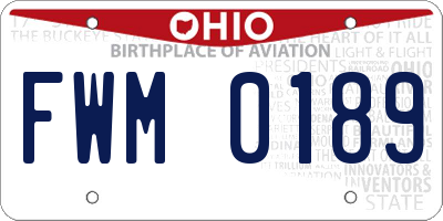 OH license plate FWM0189