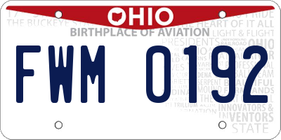 OH license plate FWM0192