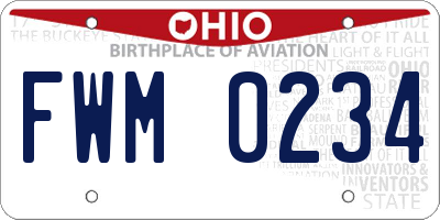 OH license plate FWM0234