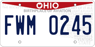OH license plate FWM0245