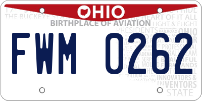 OH license plate FWM0262