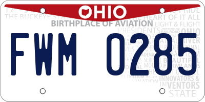 OH license plate FWM0285