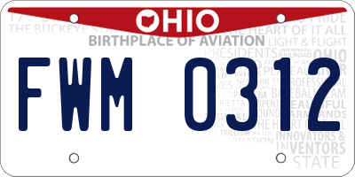 OH license plate FWM0312