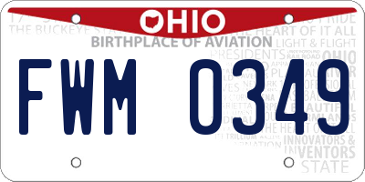 OH license plate FWM0349