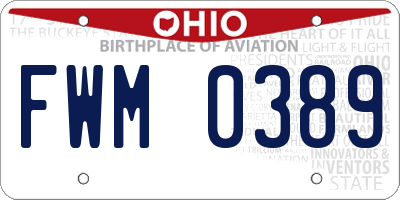 OH license plate FWM0389