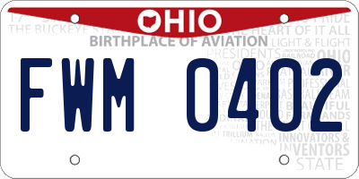 OH license plate FWM0402