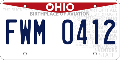 OH license plate FWM0412