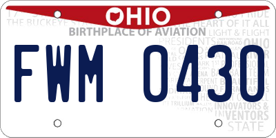 OH license plate FWM0430