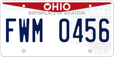 OH license plate FWM0456