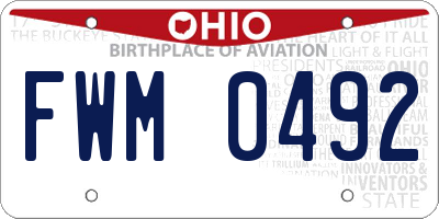 OH license plate FWM0492