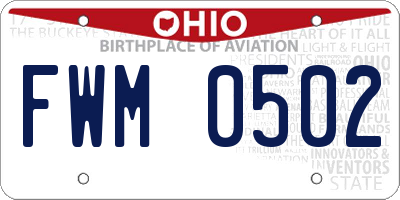 OH license plate FWM0502
