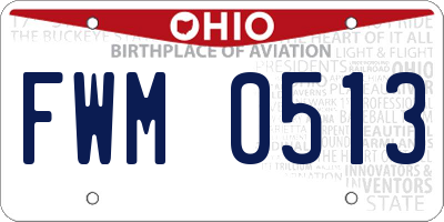 OH license plate FWM0513