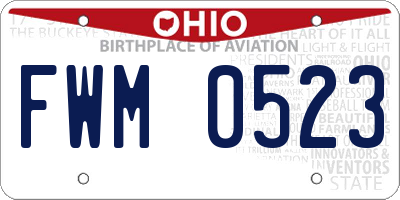 OH license plate FWM0523