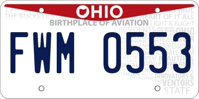 OH license plate FWM0553