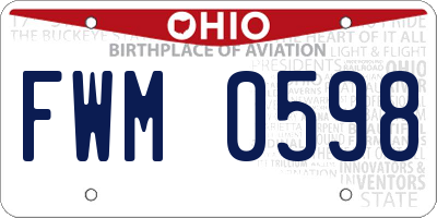 OH license plate FWM0598