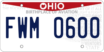 OH license plate FWM0600