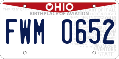 OH license plate FWM0652