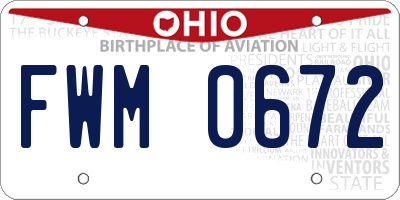 OH license plate FWM0672