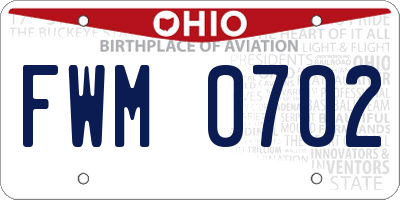 OH license plate FWM0702