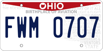 OH license plate FWM0707