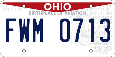 OH license plate FWM0713