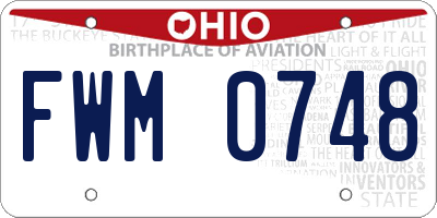 OH license plate FWM0748