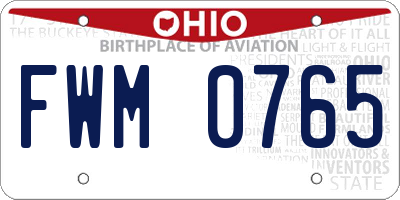 OH license plate FWM0765