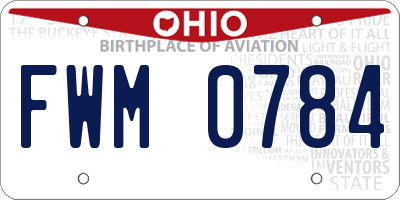 OH license plate FWM0784