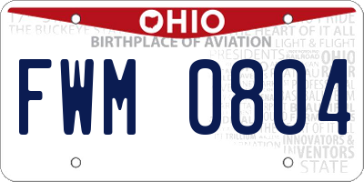 OH license plate FWM0804