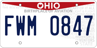OH license plate FWM0847