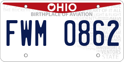 OH license plate FWM0862