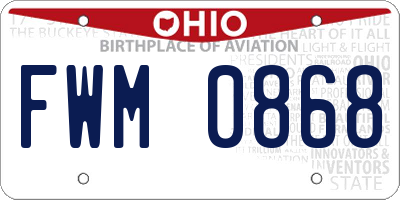 OH license plate FWM0868