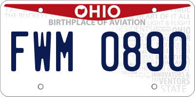 OH license plate FWM0890