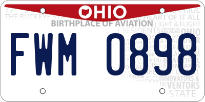 OH license plate FWM0898