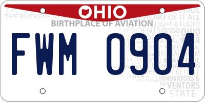 OH license plate FWM0904