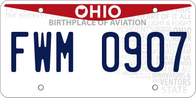 OH license plate FWM0907