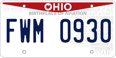 OH license plate FWM0930