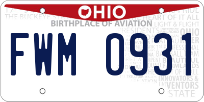 OH license plate FWM0931