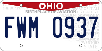 OH license plate FWM0937
