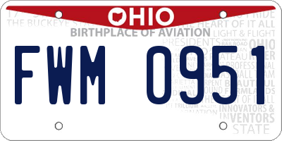 OH license plate FWM0951