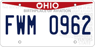 OH license plate FWM0962