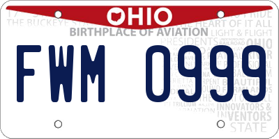 OH license plate FWM0999