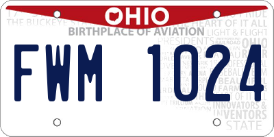 OH license plate FWM1024