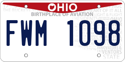 OH license plate FWM1098