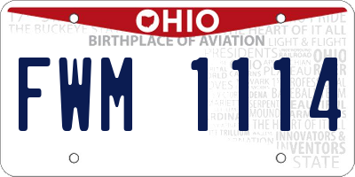 OH license plate FWM1114